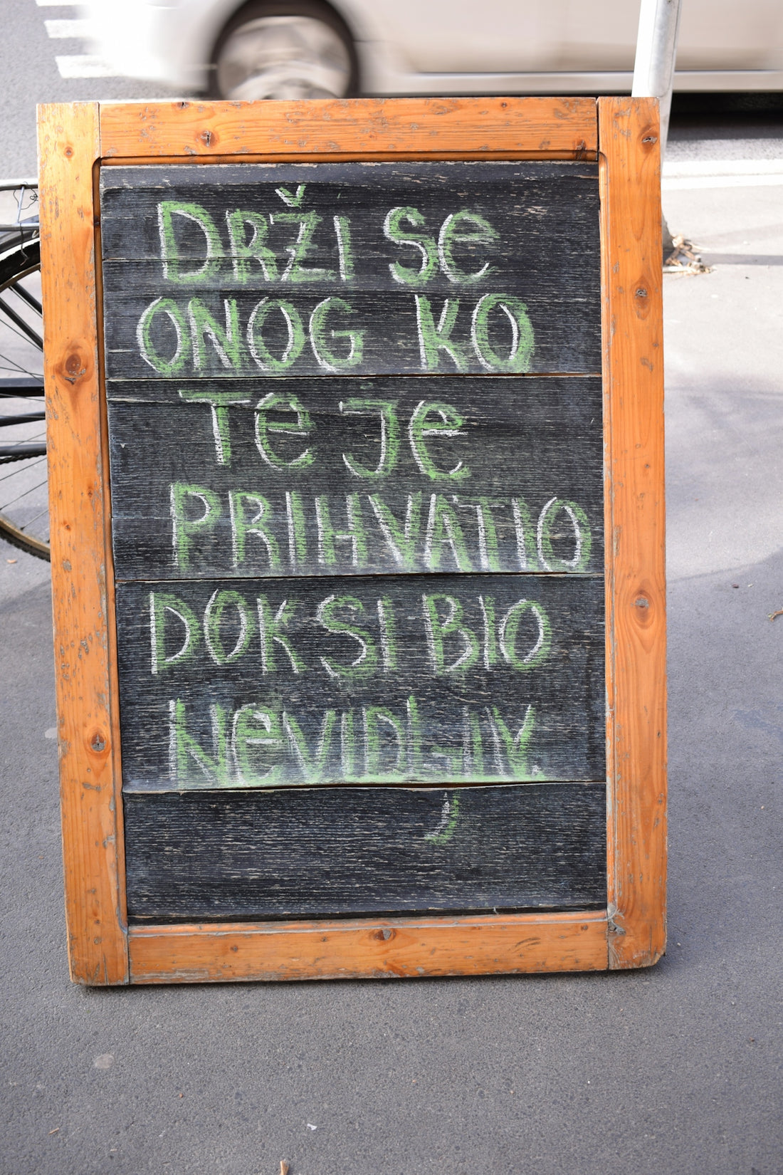 chalkboard with easel with writings